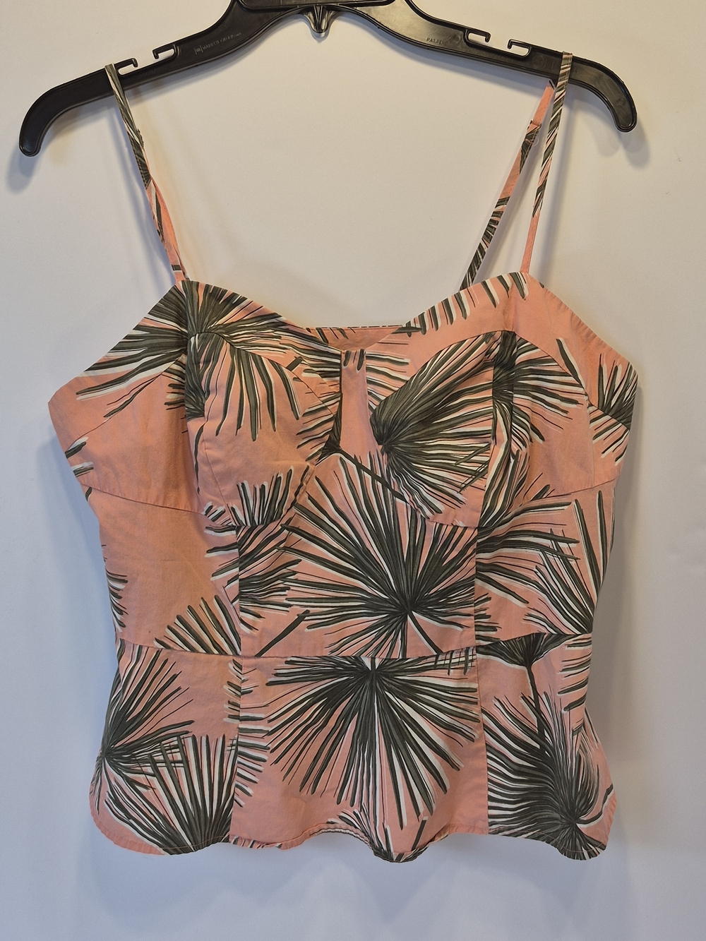 A New Day Coral Palm-Print Cami with Green Leaf Design**